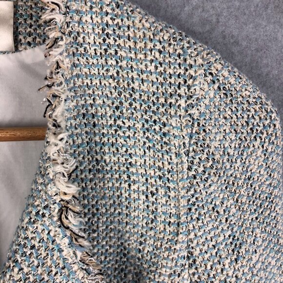 Leifsdottir Anthropologie Tweed Moto Jacket Blue Size 10 - Picture 3 of 10